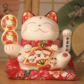 7'' Ceramic Waving Arm Cat Ornament Opening Store Cashier Gift Piggy Bank-A5