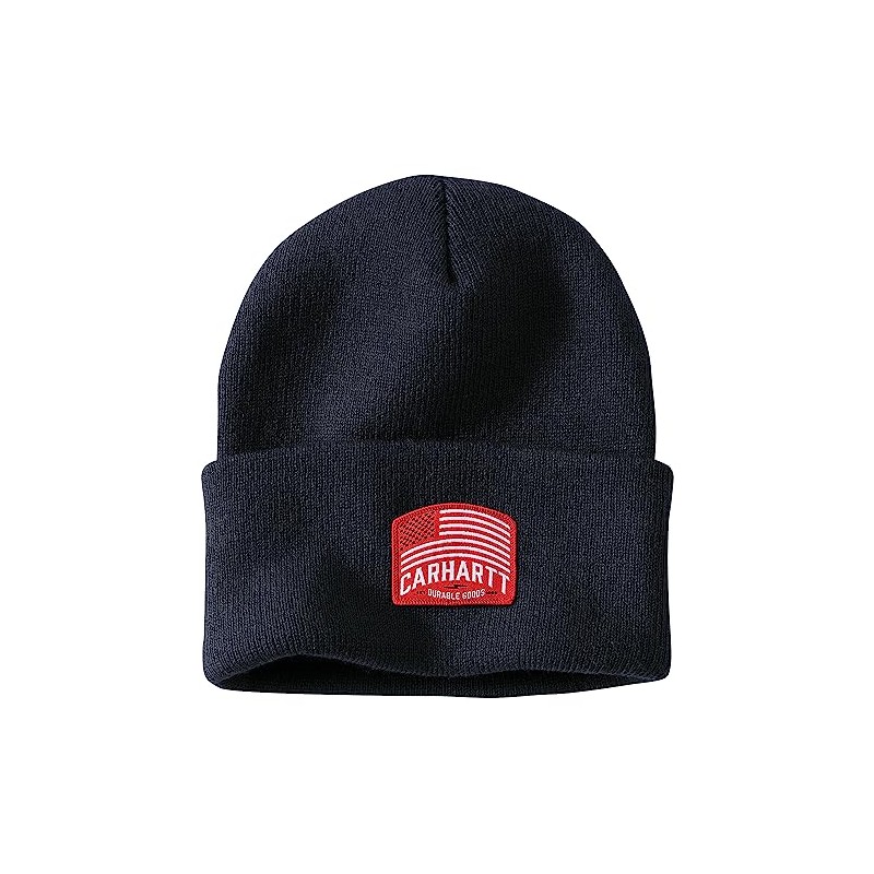 Carhartt Men's Knit Flag Patch Beanie, Navy