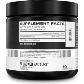 Jacked.Factory Creatina Monohidratada Suplemento En Polvo De Grado Farmaceútico 100% Pura - USA