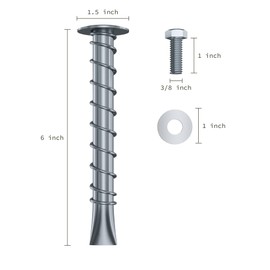 BoltHold - SP10-38 Zinc-Plated Asphalt Anchor (5/8" x 6") - with 1" Hex Bolt & Washer - Chemical Anchors - for Installation of Sheds, Carports, Bike Racks, & More - 1500 lb Pull Rated - 6 PK