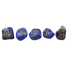 Harmonize Lapis Lazuli Tumbled Stones Elements Symbols Wiccan Pagan Set of 5 Pieces