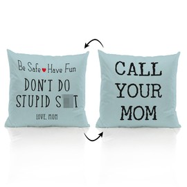 ZJSYXXU Call Your Mom Throw Pillow Covers 18x18 Inch, Funny College Dorm Decor Decorative Pillowcases Cushion Cover Decor for Couch Sofa Living Room, Graduation Gifts for Daughter Son(Light Blue)