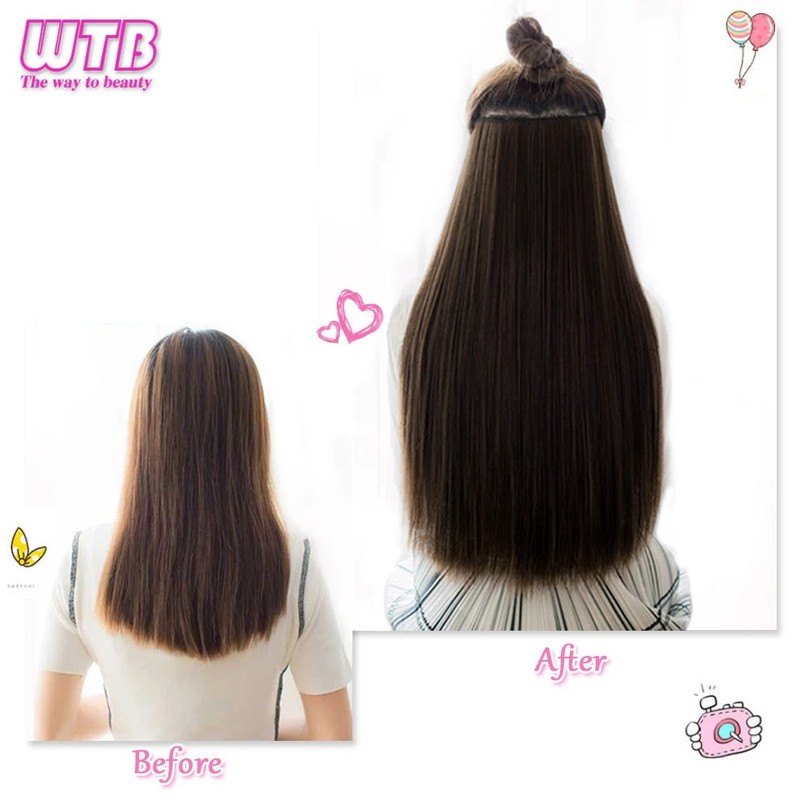100cm Long Straight Synthetic Clip-In Hair Extensions – Heat Resistant