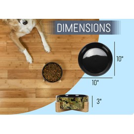 NAT & Jules Large Military Camo 8 inch Stoneware Ceramic and Wood Pet Bowl with Stand