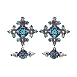 Stylish Brass Silver Oxidized hoop Ethnic Indian Fashion Boho Jhumka Dangle Earrings Jewellery