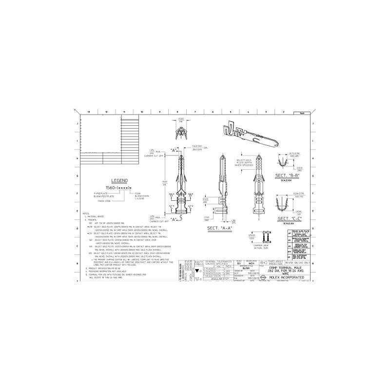 Molex (6-Circuits) w/18-24 AWG Standard .062" Pins, Pitch (Pack of