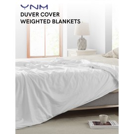 YnM Cotton Duvet Cover for Weighted Blankets (White, 36''x48'')