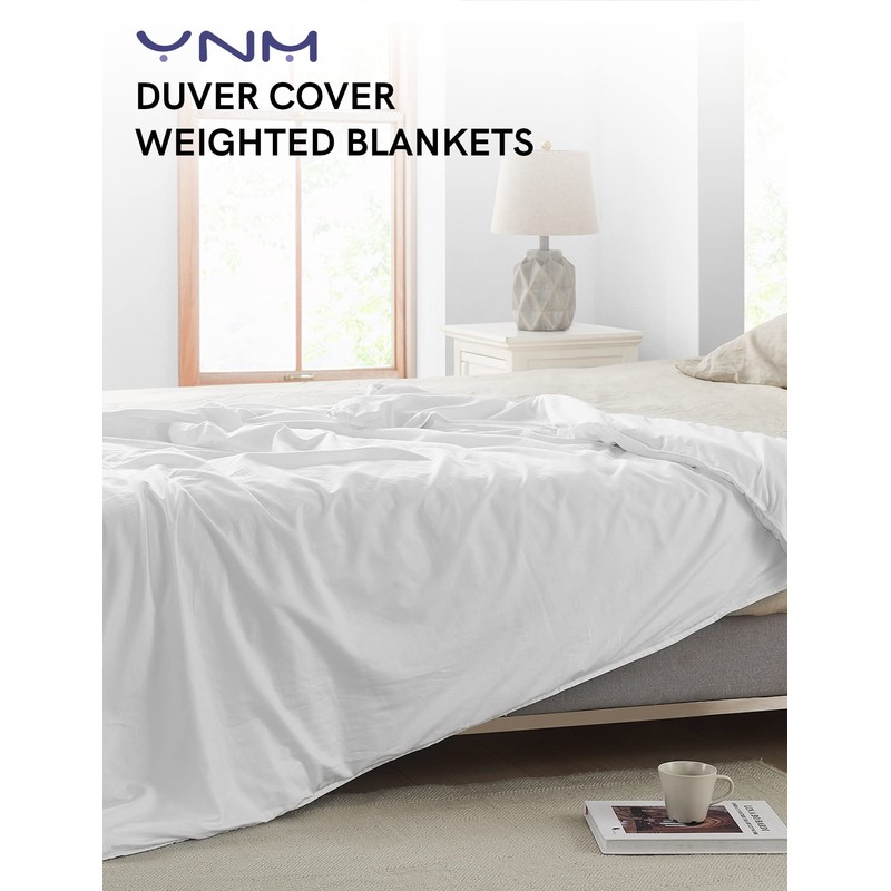 YnM Cotton Duvet Cover for Weighted Blankets (White, 36''x48'')