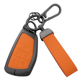 Qunzes Key Fob Cover with Heavy-duty Keychain For Chevy Silverado 1500 GMC, Orange, Small