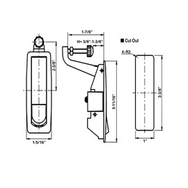 QWORK Compression Latch Lock, 4 Pack, Zinc Alloy, Flush Lever Latch, Adjustable Grip Range 0.04"-0.94", Black