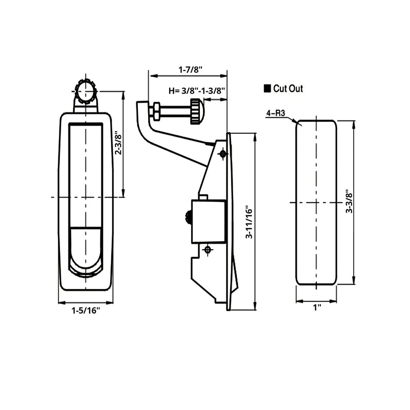 QWORK Compression Latch Lock, 4 Pack, Zinc Alloy, Flush Lever