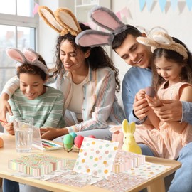 40Pcs Easter Napkins Paper with Happy Easter Bunny Easter Eggs Hunt Daisy Easter Dinner Napkins Happy Easter Napkins Easter Tableware Bunny Napkins for Easter Spring Party Dinner Kitchen Bathroom