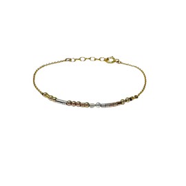 FINE CUSTOM Morse Code Adjustable Bracelet, Tri-Color Gold Fill and Sterling Silver, Delicate Chain