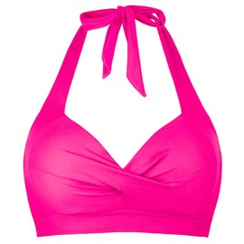 Balasami - Traje de baño para mujer, estilo clásico de los años 50, con nudo en la espalda, con acolchado suave, moldeado, parte superior de bikini, Z Rosa Rojo, 14