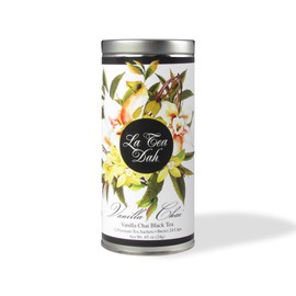 Vanilla Chai Black Tea by La Tea Dah, Premium Spiced Chai Tea Bags made with Organic Black Tea Leaves, Cardamom, & Vanilla, Floral Tea Gift Collection, Contains Caffeine (12 Sachets)