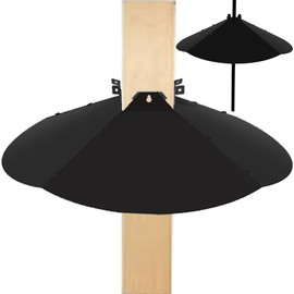 Pirateant 24 Inch Metal Squirrel Baffle,Adjustable Opening Size, for Up to 4x4 Wide Wooden Post,Squirrel Baffle for Bird Feeders Without Removing Bird Feeder Poles Or Shepherd's Hooks.Deep Black 1Pack