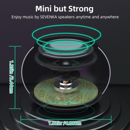 SEVENKA 2 Mini Speakers, 3W Small Portable Bluetooth Speaker with Lanyard, Water Resistant, Wireless Stereo Pairing, Rechargeable Mini Wireless Speakers for Phone, Tablet, Built-in Microphone