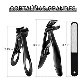 Triko Cortauñas Profesional, Cortauñas de Acero Inoxidable, Kit de Cortauñas para Uñas Gruesas, para Personas Mayores, Cortauñas de Mandíbula Ancha y Uñas en Ángulo para Hombres, Mujeres