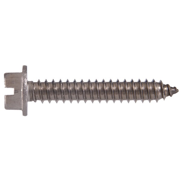 The Hillman Group 823066 Stainless Steel Hex Washer Head Slotted Sheet Metal Screw, 8-Inch x 1-Inch, 100-Pack, Brown