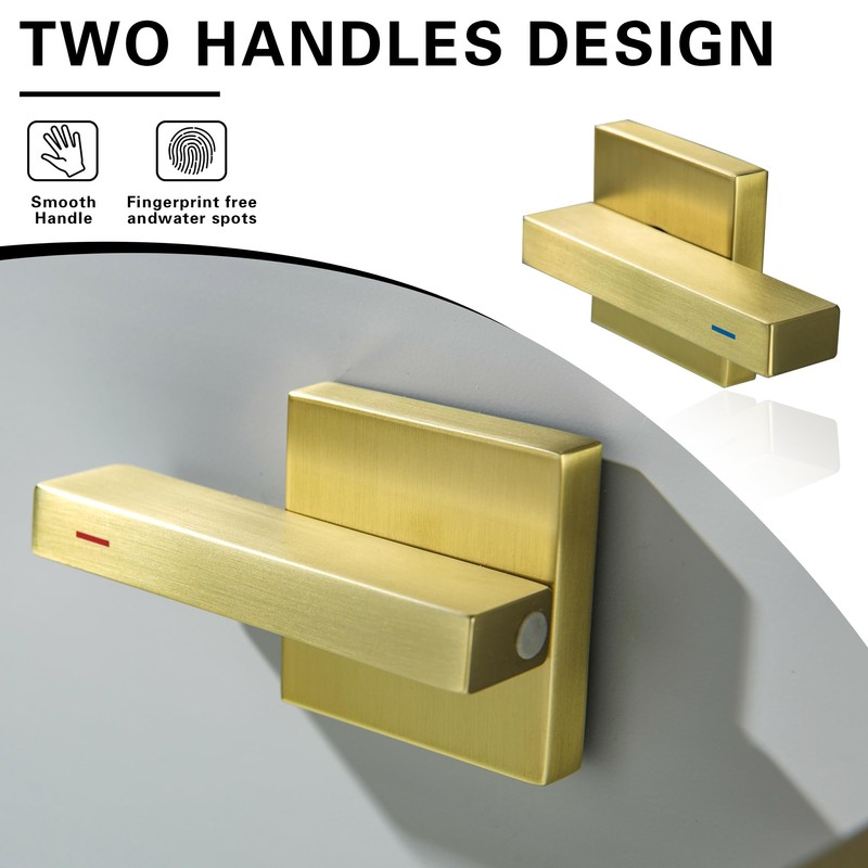 BEIYI Wall Mount Tub Filler Brushed Gold Bathtub Faucet Extra