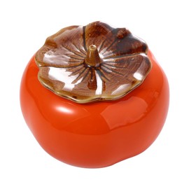 Leadigol Ceramic Persimmon Shaped Kitchen Spice Jar Home Seasoning Container Loose Tea Leaf Jar Multi Purpose Airtight Snack Food Sugar Candy Nuts Container Persimmon Ornament