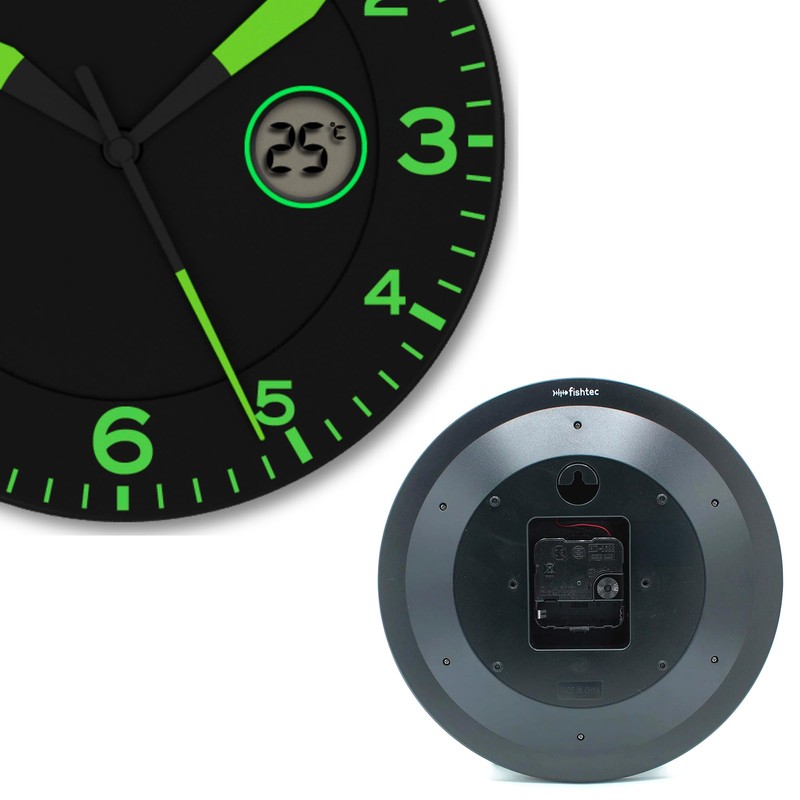 FISHTEC Wall Clock Modern Design - Silent Wall Clock without