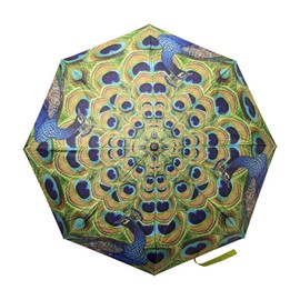 Folding Travel Umbrella - Compact, Light, Automatic, Strong and Portable - Wind Resistant, Small Folding Backpack Umbrella for Rain - Men and Women (Peacock)