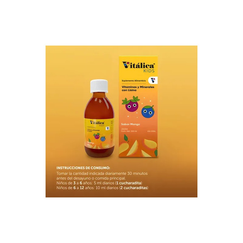 Vitalica Kids Suplemento Alimenticio Jarabe 250 Ml