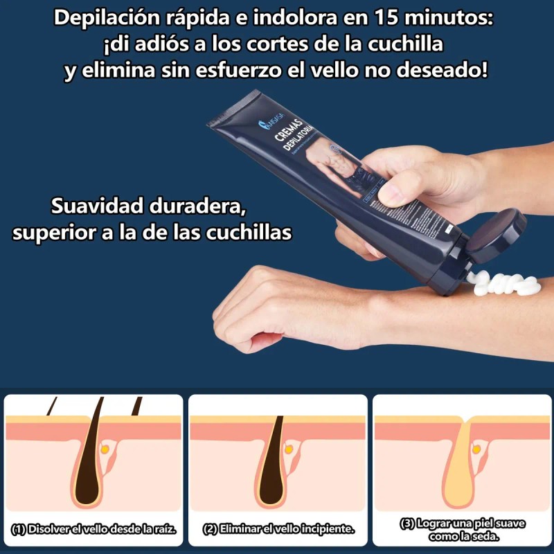 Crema Depilatoria Íntima Hombre Genitales 300g Espátula Todo Tipo Piel