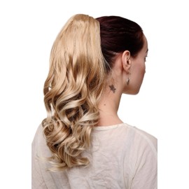 WIG ME UP - SDM13045-16TKB88 Ponytail Hairpiece extension long slightly wavy curving tips blond mix buttterfly claw grip 22inch