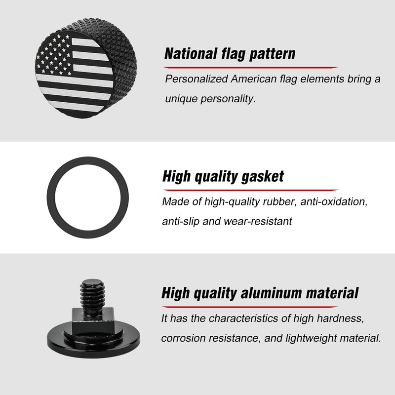 Anodized Aluminum Welding Hood Fasteners for Pipeliner Helmet, USA Flag