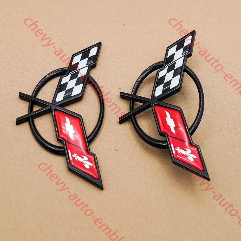 Truckemblems Pair Black Red For 1997-2004 C5 Front Nose and