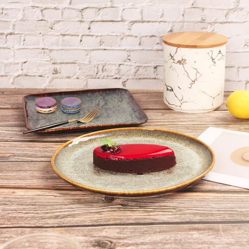 jinsongdafa Ceramic Dinner Plates Dish Set,Set of 4,for Lunch snacks