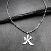 Wchama Fire Kanji Elements Necklaces for Japanese Stainless Steel Pendant