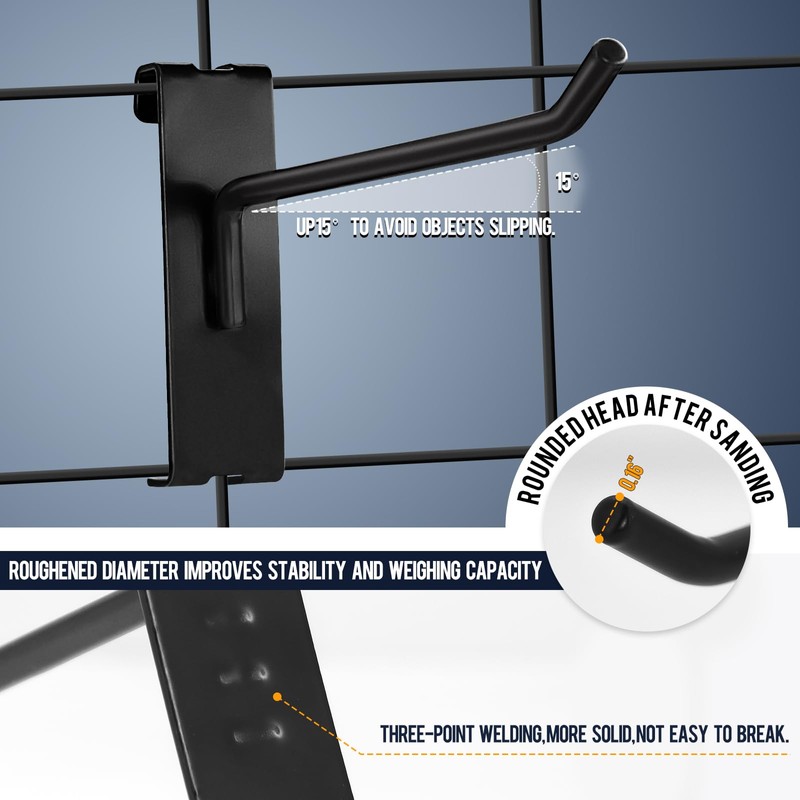 Gridwall Hooks 60 Pcs, Pack in 4/6/8 Inch Gridwall &