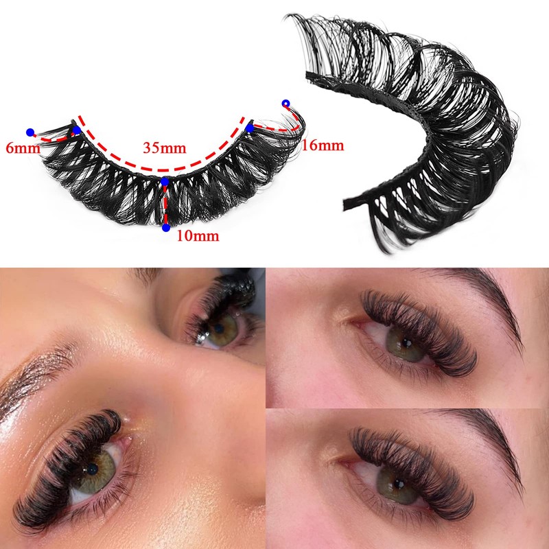 10Pairs 3d Russian, D Curl Lash Strips, 15mm Wispy Fake