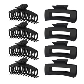 Triko Set de 8 Pinzas para el Cabello para Mujer, Accesorios para Cabello Mujer, Pinzas para el Cabello Antideslizantes de 4.3 pulgadas, Ideales para Cabello Fino y Rizado, Pasadores Para El Cabello Grandes (Negro)