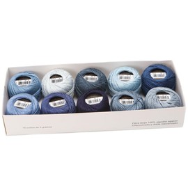 AMOHilos Size 8 Double Mercerized Egyptian Long Staple Cotton Pearl Thread Ball 5 Grams Rainbow Color Embroidery Thread 10 Colors per Box for Crochet Hardanger Cross Stitch Hand Embroidery (Set N)