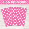 4 Pack Pink and White Polka Dots Rectangular Tablecloth Pink