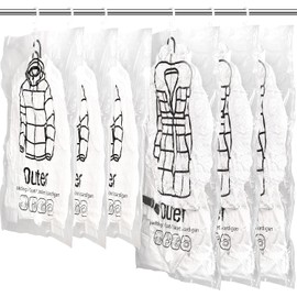 6Pack Hanging Vacuum Storage Bag Reusable Space Saver Compressed Bag with Hangers.3pcs in 26.3x35.4inch(67x90cm) and 3pcs in 26.3x43.3inch (67x110cm)