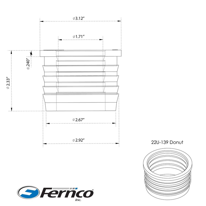 Fernco P22U-139 2-in. Service Weight Cast Iron Hub to 1.5-in.