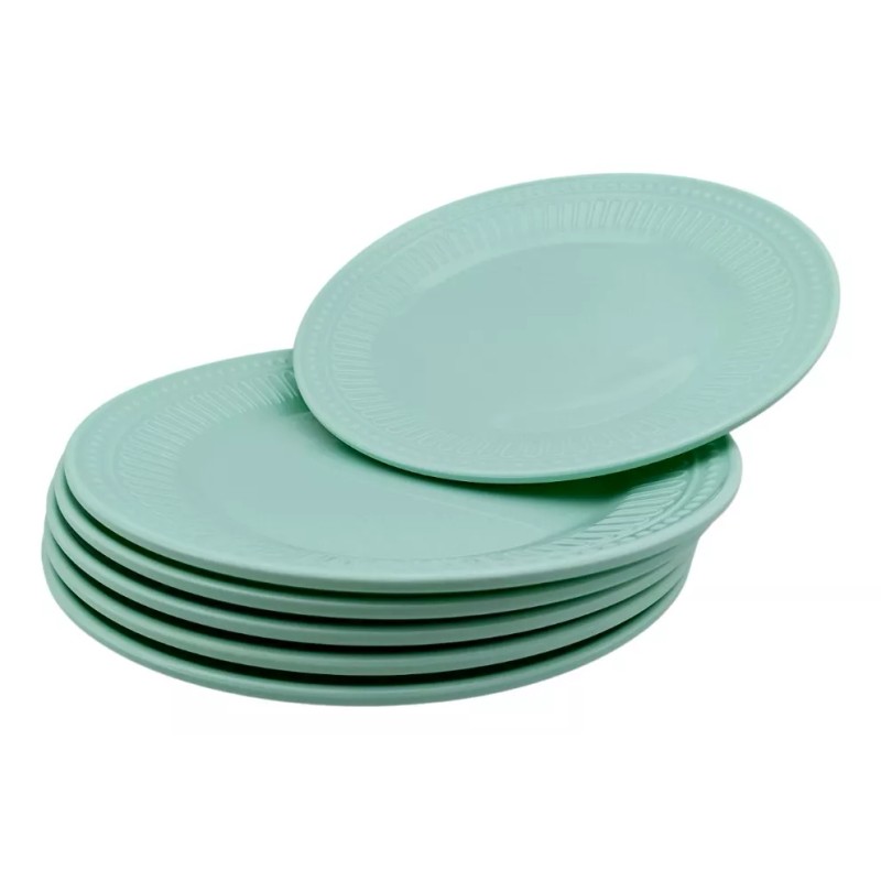 Anforama Juego De 6 Platos Trinche Elegantes Melamina Brillante Aqua