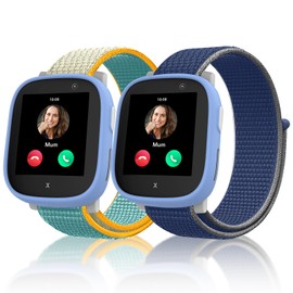 chinbersky Pack of 2 Nylon Loop Wristbands Compatible with Xplora X6 Wristband, Kids Smartwatch Velcro Fastening Girls Boys Adjustable Braided Fabric Replacement Bands for Xplora X6 Play