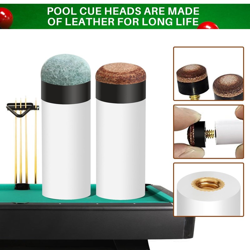 Sinsilvie 12 PCS Screw on Pool Cue Tips Replacement Kit