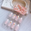 24Pcs White French Tip Press on Nails Medium Almond Fake