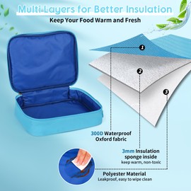 iNeibo Insulated Lunch Bags, Oxford Cloth Lunch Box Tote Bag Cool Bag, Water Resistant Thermal Cooler Bag with Handle for Kids Adult School Work Picnic Travel-Blue