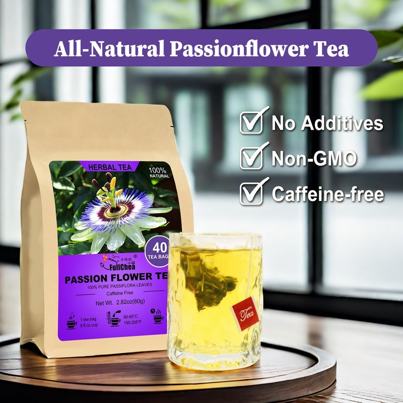 FullChea - Passion Flower Tea bags, 40 Teabags - Natural