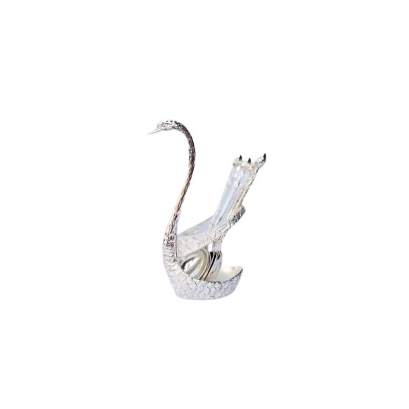 Silver Plated Swan Duck With 12 Pcs Tea Spoon Set