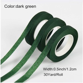Set of 4 Floral Tapes for Bouquet Stem Wrap, Florist Tapes for Flowers Making Project(1/2 Inch x 30 Yards, Dark Green)