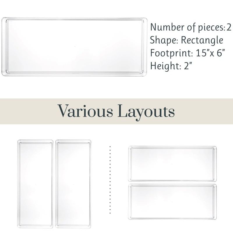 STORi SimpleSort 2-Piece Stackable Clear Drawer Organizer Set | 15"